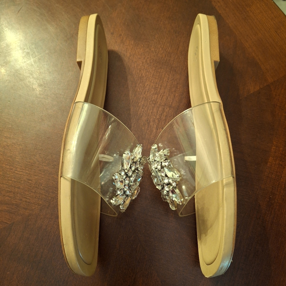 Zara Embellished Flat Vinyl Slip-On Fashion Sandals Women Size 7.5 - Picture 5 of 14